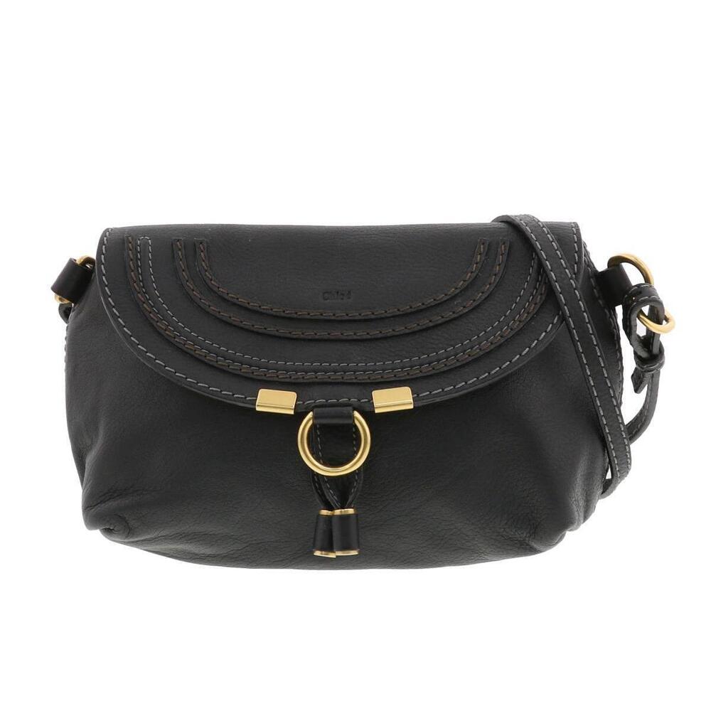 CHLOE Marcie Shoulder Bag Messenger Black Leather
